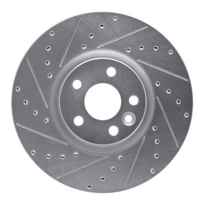 Volvo XC60 Brake Rotor (1) - Front Left - R1 Concepts - Drilled & Slotted - Silver - `16-`17